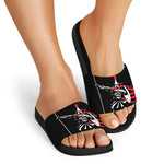 Spartan Warrior Print Black Slide Sandals