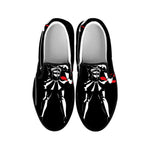 Spartan Warrior Print Black Slip On Shoes