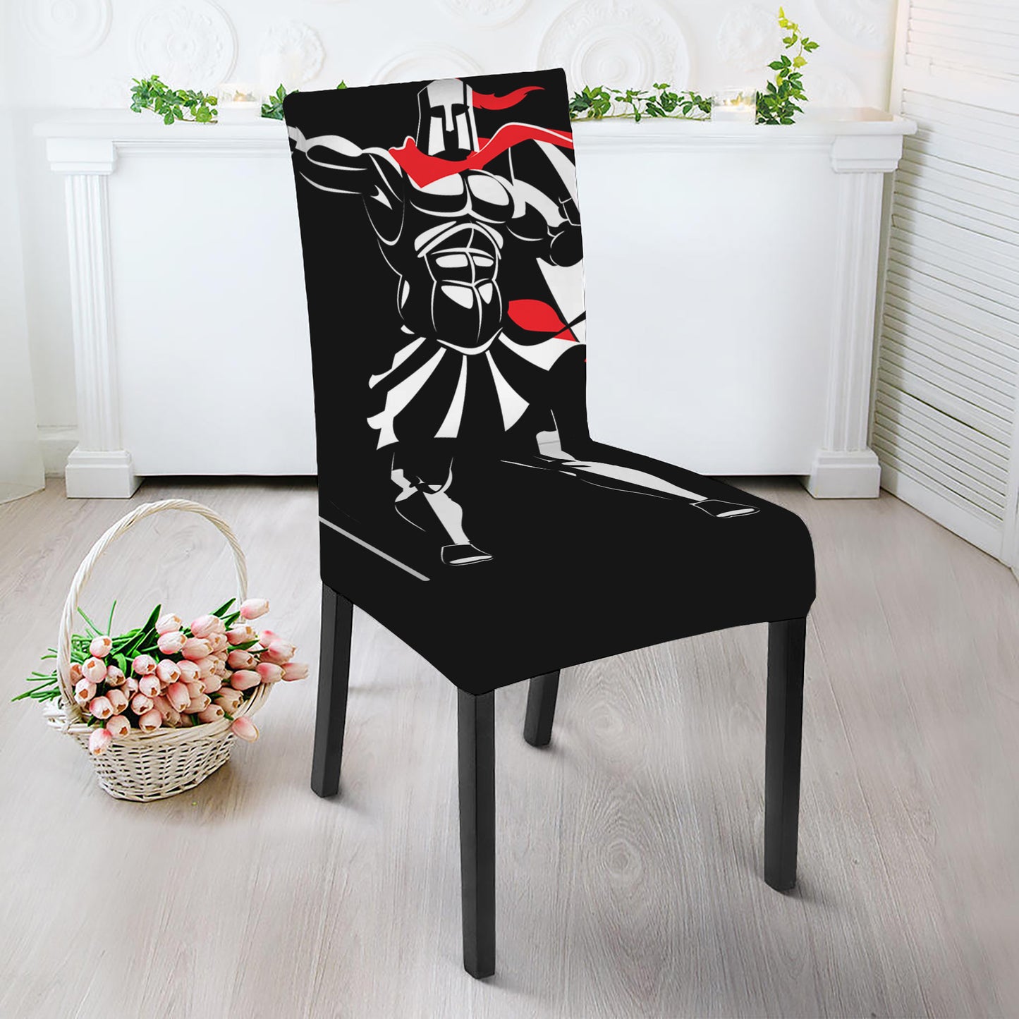 Spartan Warrior Print Dining Chair Slipcover