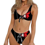 Spartan Warrior Print Front Bow Tie Bikini
