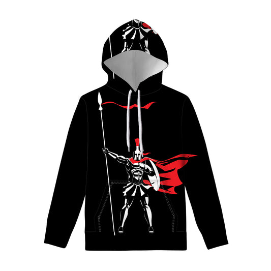 Spartan Warrior Print Pullover Hoodie