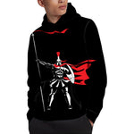 Spartan Warrior Print Pullover Hoodie