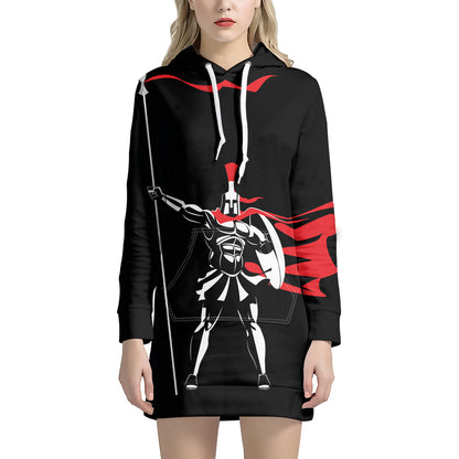 Spartan Warrior Print Pullover Hoodie Dress