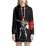 Spartan Warrior Print Pullover Hoodie Dress