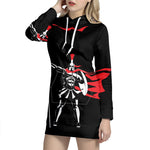 Spartan Warrior Print Pullover Hoodie Dress