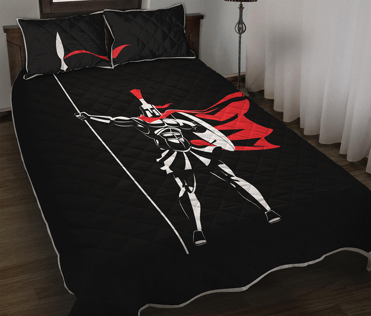 Spartan Warrior Print Quilt Bed Set