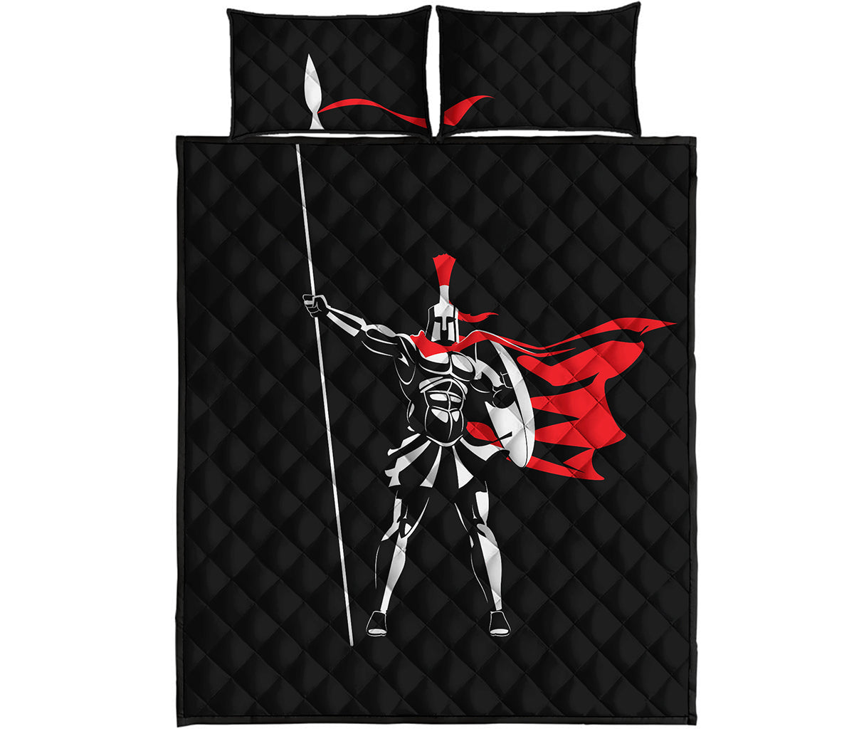 Spartan Warrior Print Quilt Bed Set