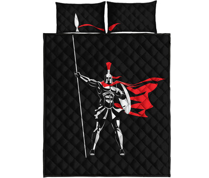 Spartan Warrior Print Quilt Bed Set