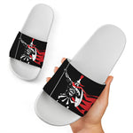 Spartan Warrior Print White Slide Sandals