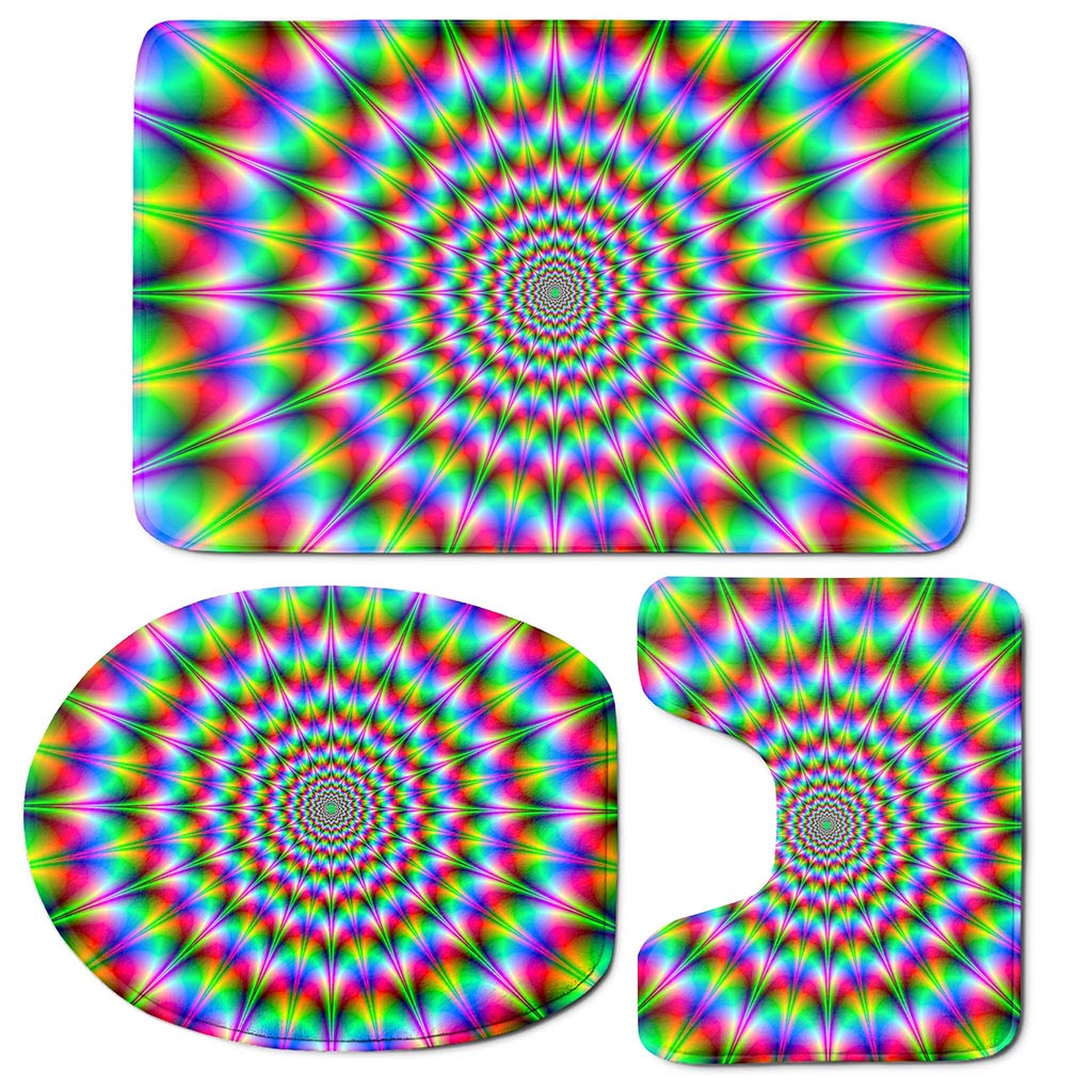 Spiky Psychedelic Optical Illusion 3 Piece Bath Mat Set