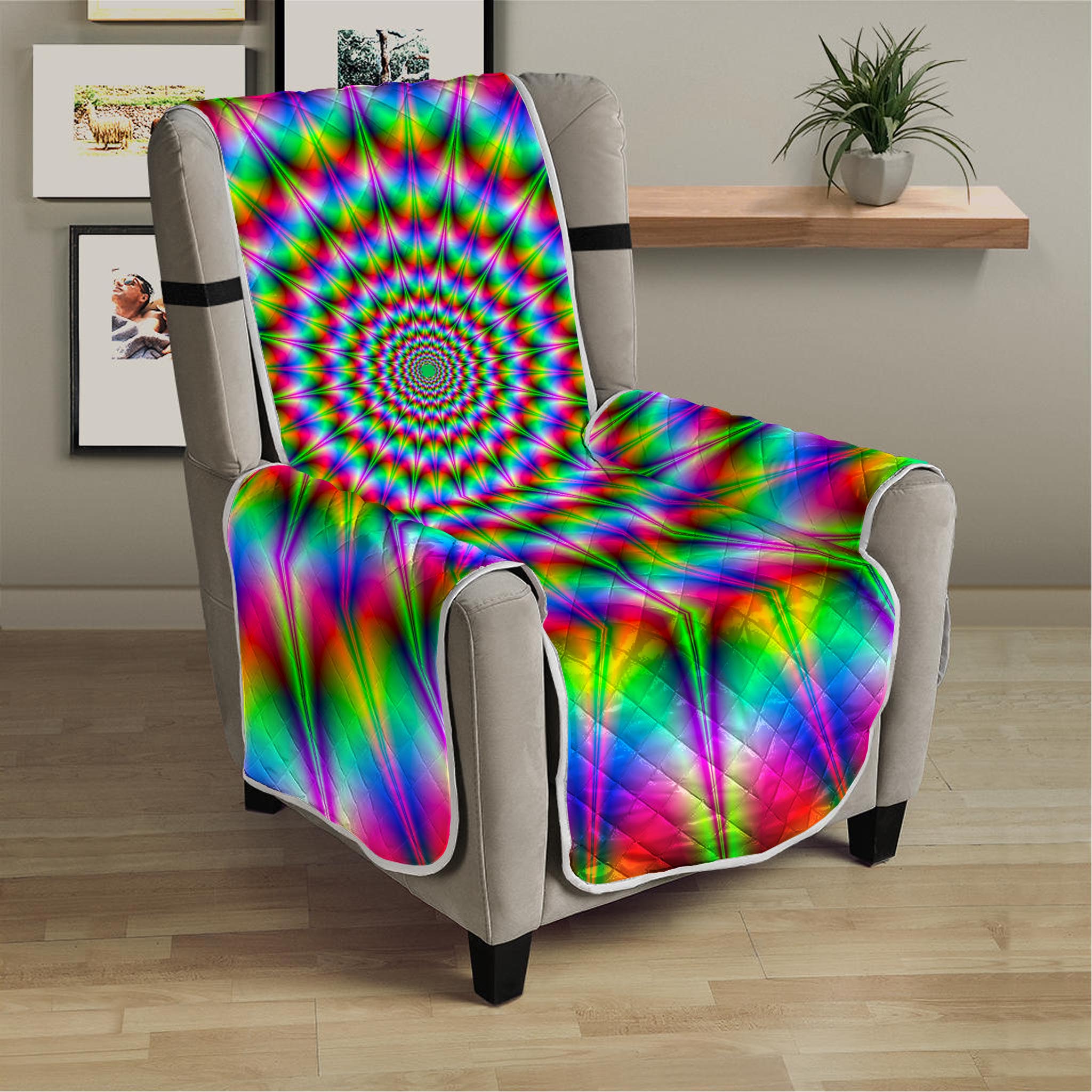 Spiky Psychedelic Optical Illusion Armchair Protector