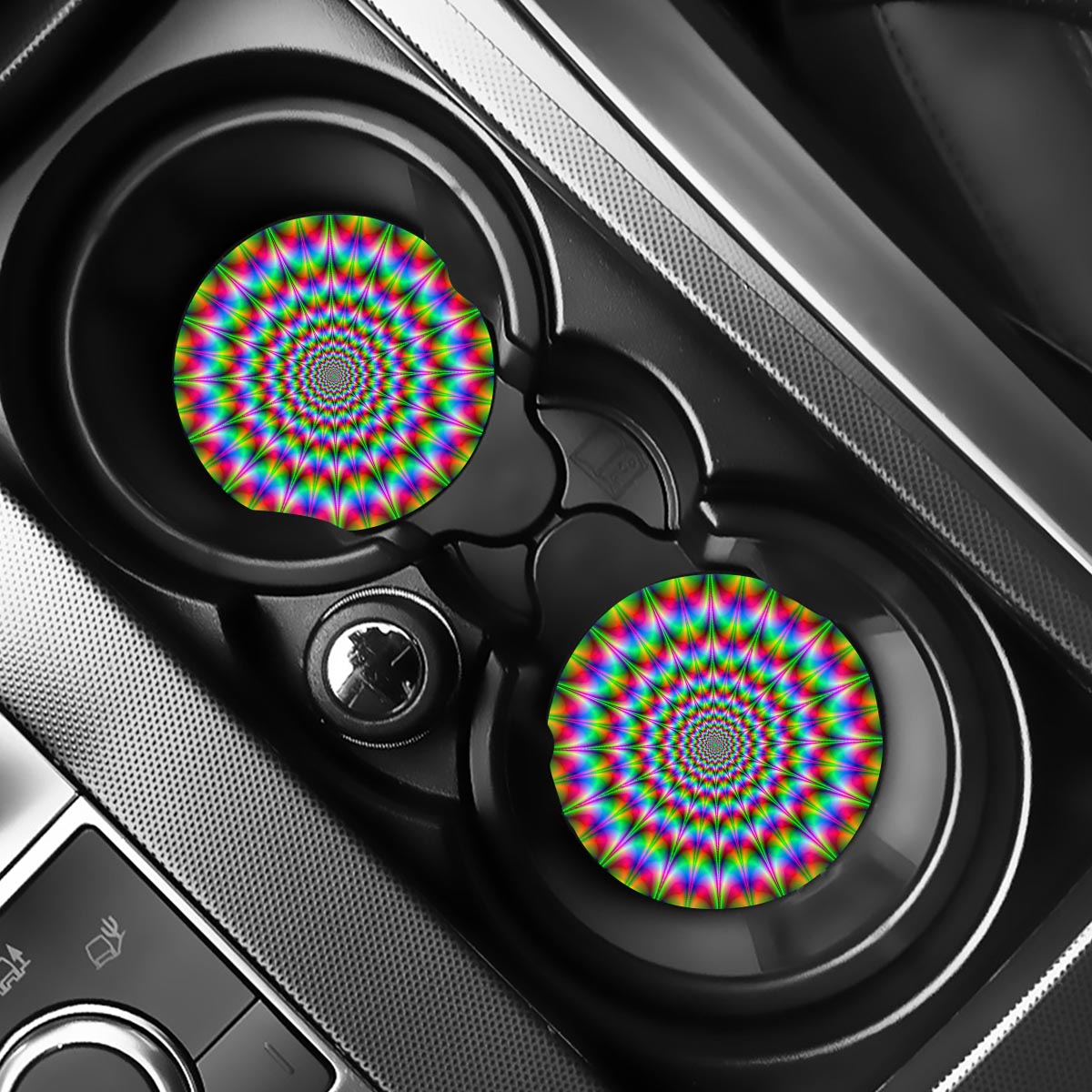 Spiky Psychedelic Optical Illusion Car Coasters