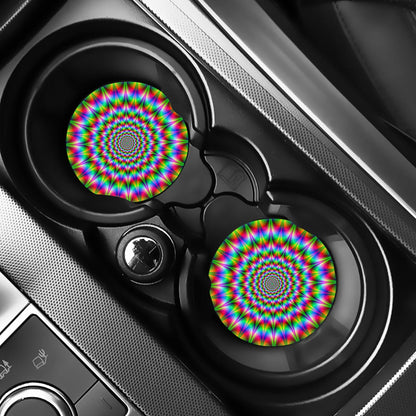 Spiky Psychedelic Optical Illusion Car Coasters