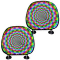 Spiky Psychedelic Optical Illusion Car Headrest Covers