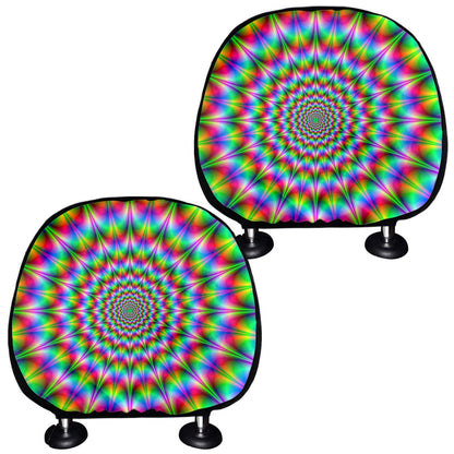 Spiky Psychedelic Optical Illusion Car Headrest Covers