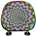 Spiky Psychedelic Optical Illusion Car Headrest Covers