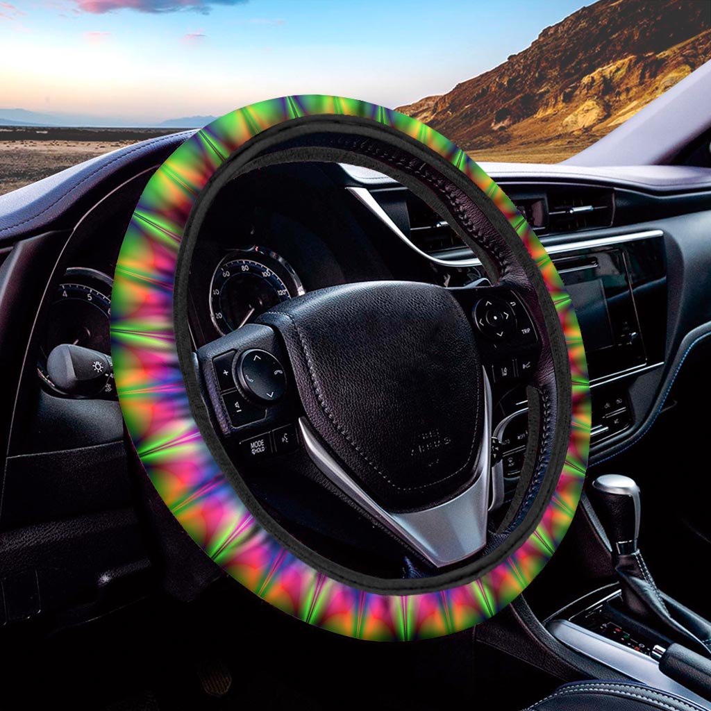 Spiky Psychedelic Optical Illusion Car Steering Wheel Cover
