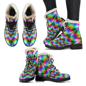 Spiky Psychedelic Optical Illusion Comfy Boots GearFrost