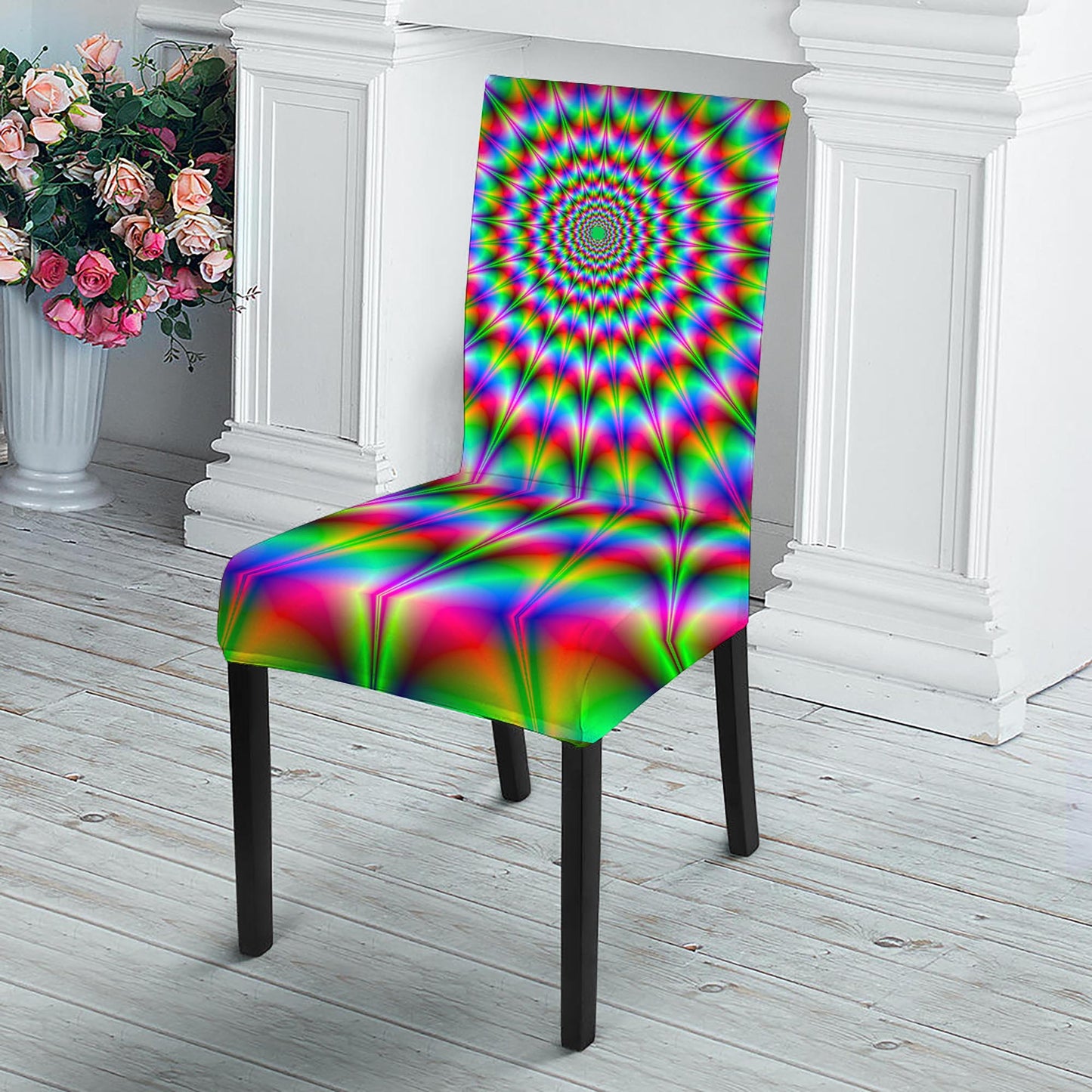 Spiky Psychedelic Optical Illusion Dining Chair Slipcover