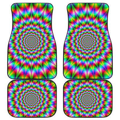 Spiky Psychedelic Optical Illusion Front and Back Car Floor Mats