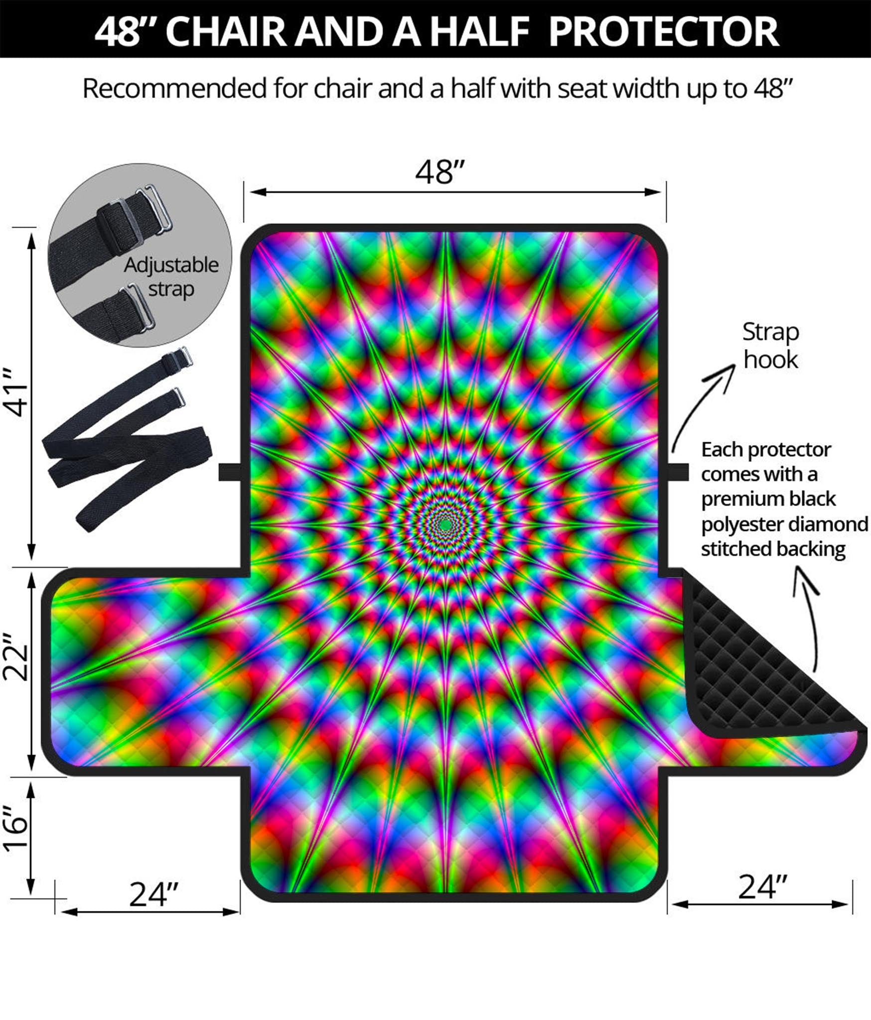 Spiky Psychedelic Optical Illusion Half Sofa Protector