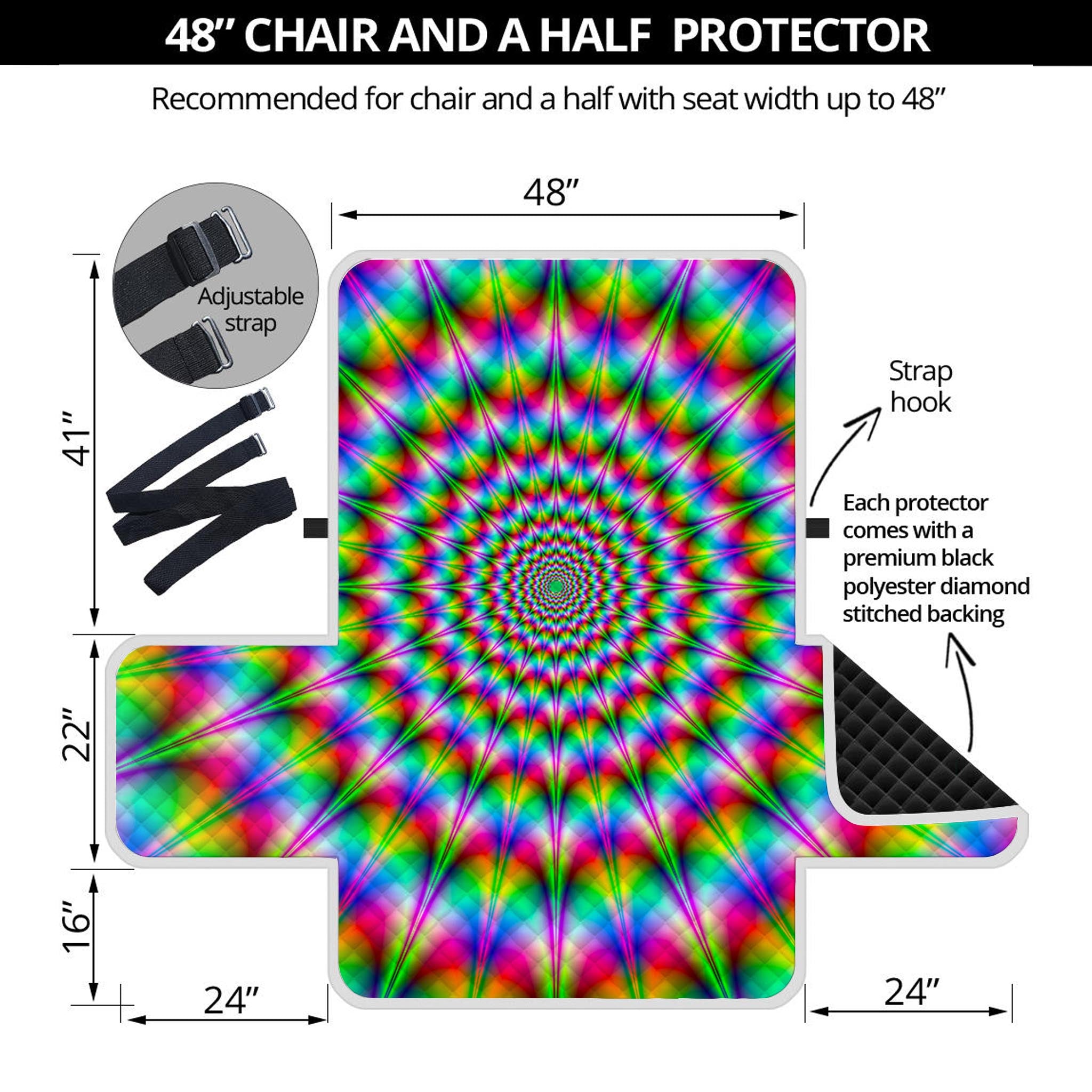 Spiky Psychedelic Optical Illusion Half Sofa Protector