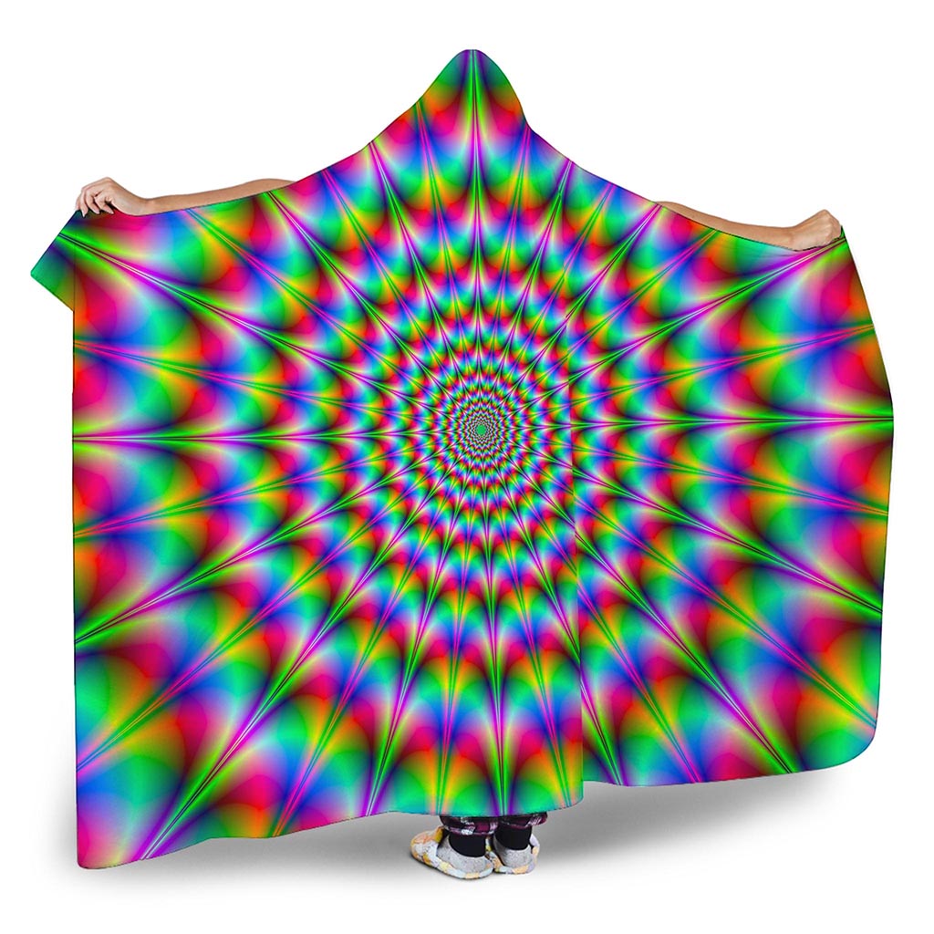 Spiky Psychedelic Optical Illusion Hooded Blanket