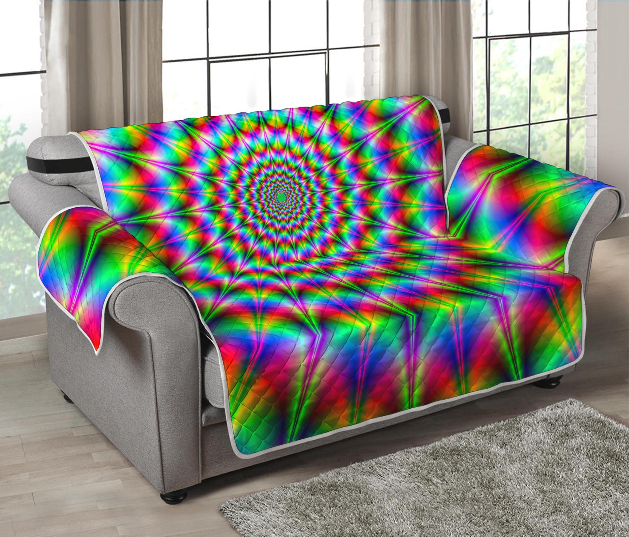 Spiky Psychedelic Optical Illusion Loveseat Protector