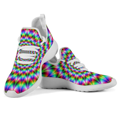 Spiky Psychedelic Optical Illusion Mesh Knit Shoes GearFrost
