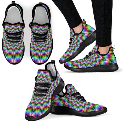 Spiky Psychedelic Optical Illusion Mesh Knit Shoes GearFrost
