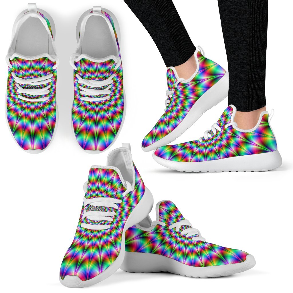 Spiky Psychedelic Optical Illusion Mesh Knit Shoes GearFrost