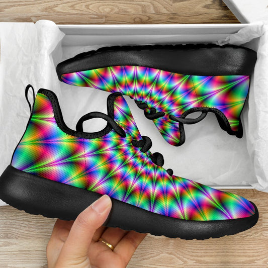 Spiky Psychedelic Optical Illusion Mesh Knit Shoes GearFrost