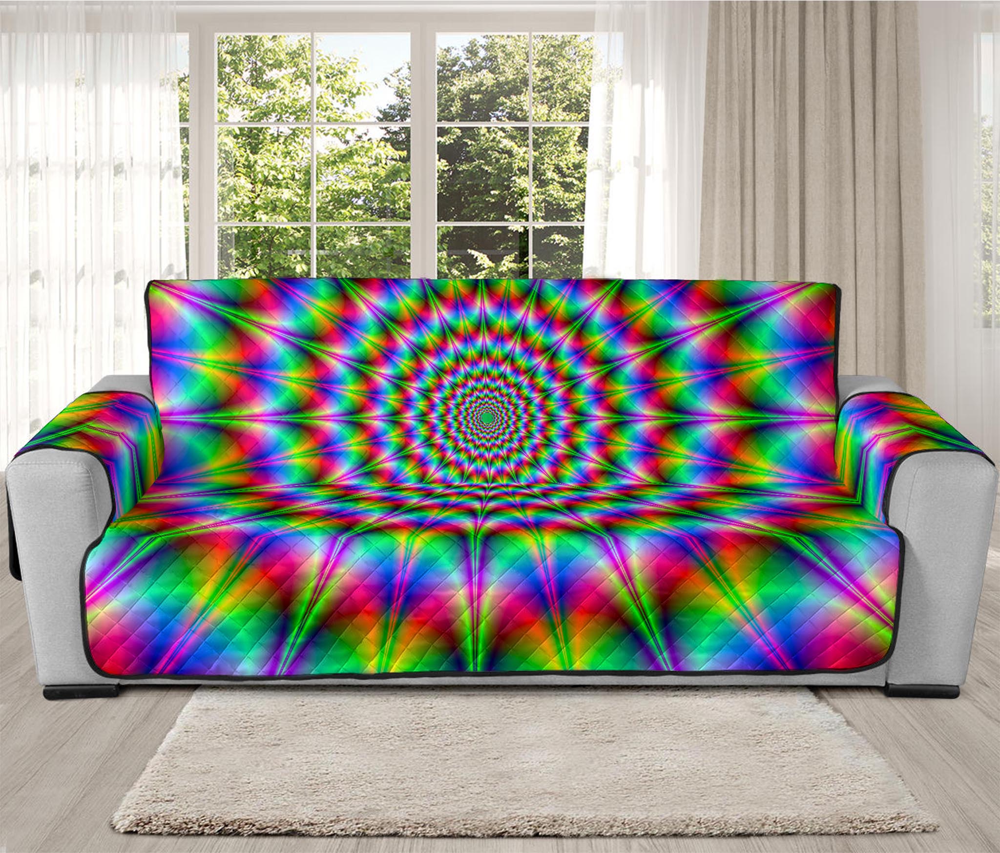 Spiky Psychedelic Optical Illusion Oversized Sofa Protector