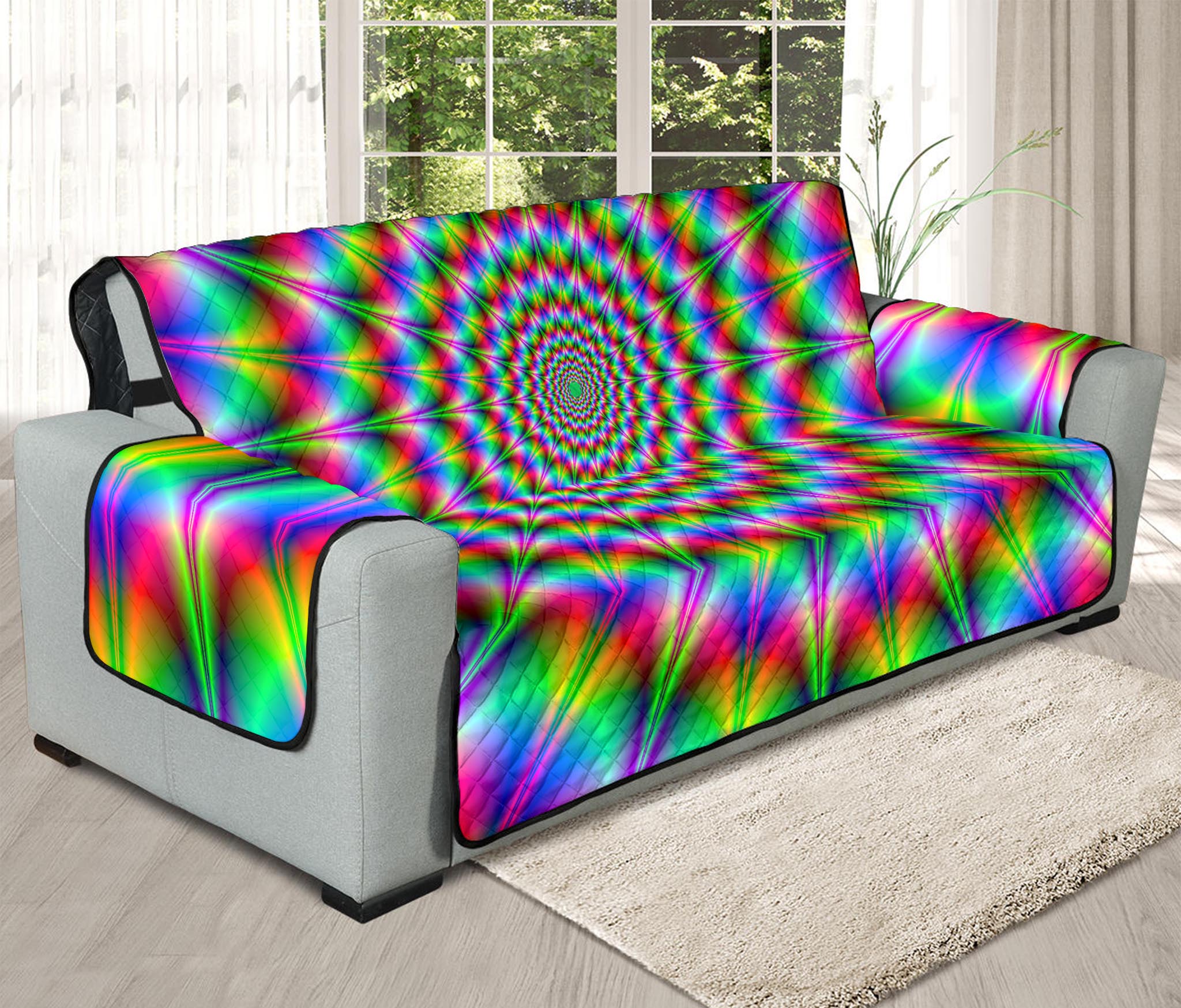 Spiky Psychedelic Optical Illusion Oversized Sofa Protector