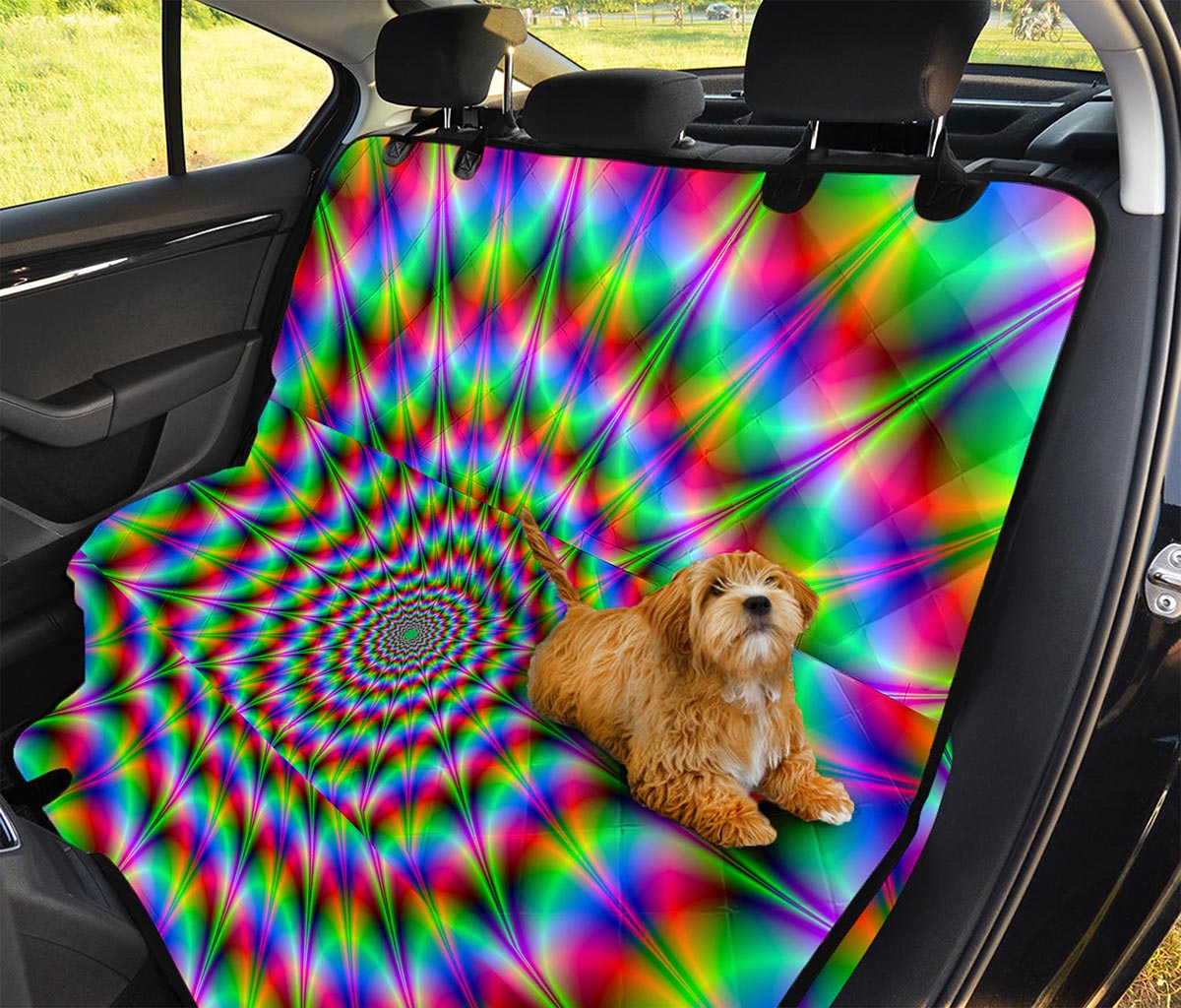 Spiky Psychedelic Optical Illusion Pet Car Back Seat Cover