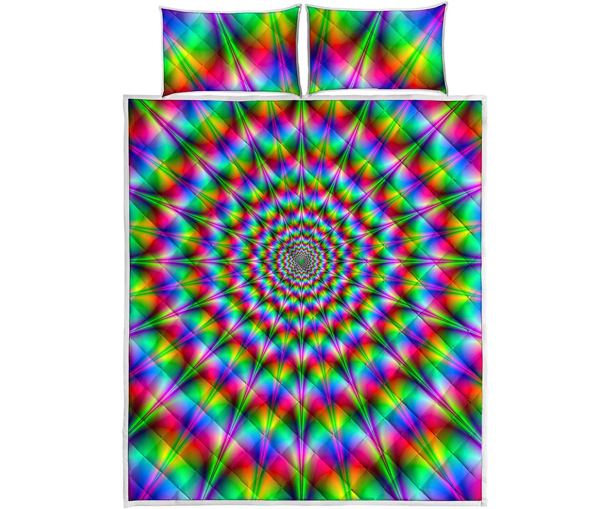 Spiky Psychedelic Optical Illusion Quilt Bed Set