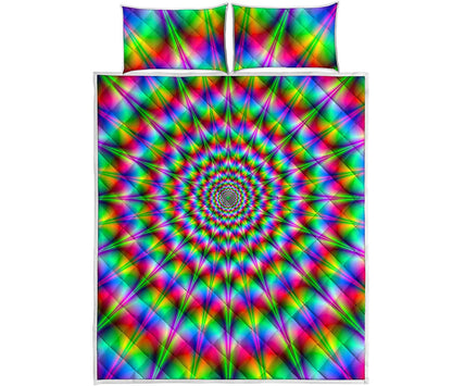 Spiky Psychedelic Optical Illusion Quilt Bed Set