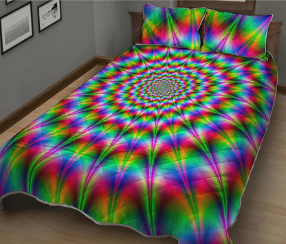 Spiky Psychedelic Optical Illusion Quilt Bed Set