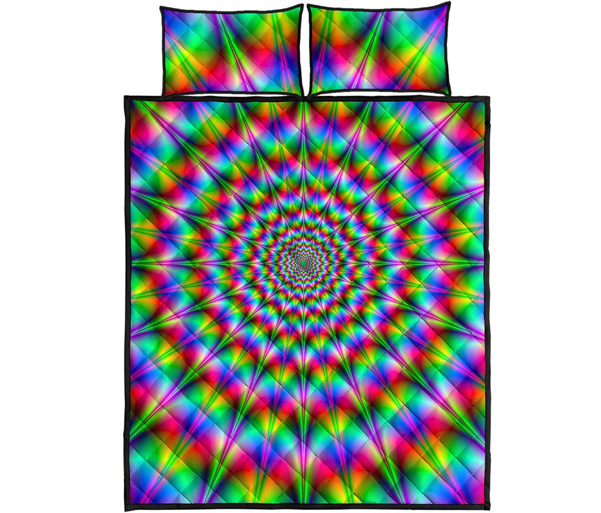 Spiky Psychedelic Optical Illusion Quilt Bed Set