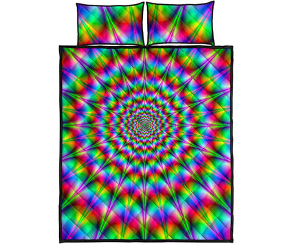 Spiky Psychedelic Optical Illusion Quilt Bed Set