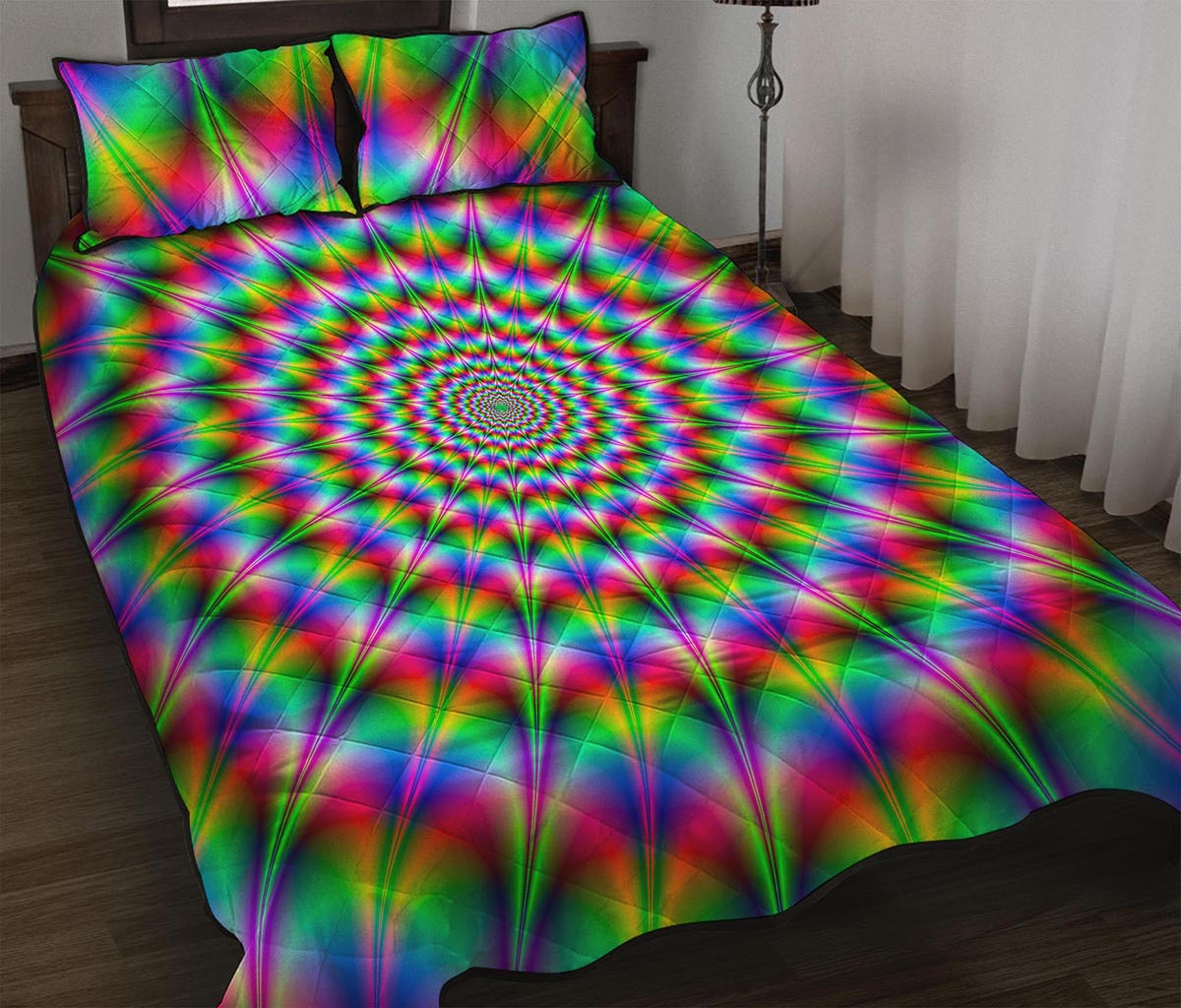 Spiky Psychedelic Optical Illusion Quilt Bed Set