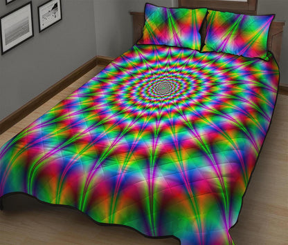 Spiky Psychedelic Optical Illusion Quilt Bed Set