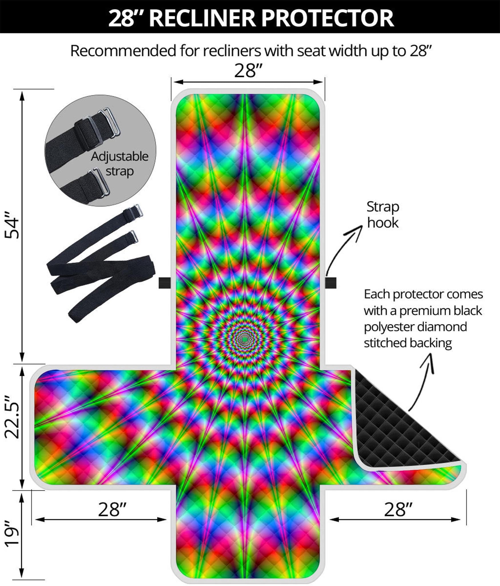 Spiky Psychedelic Optical Illusion Recliner Protector