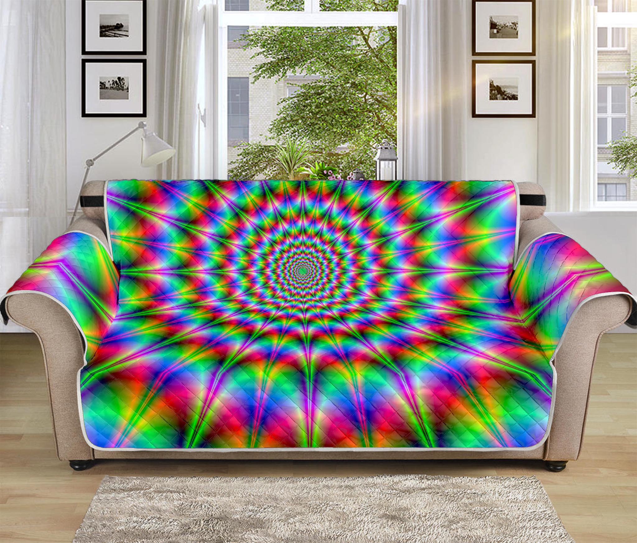 Spiky Psychedelic Optical Illusion Sofa Protector