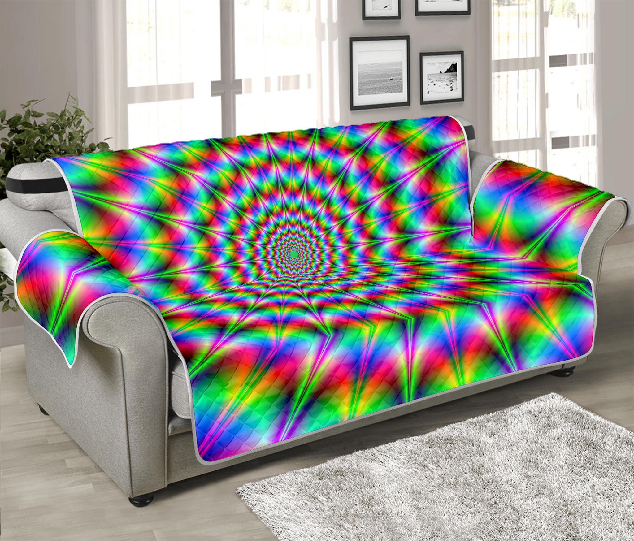 Spiky Psychedelic Optical Illusion Sofa Protector