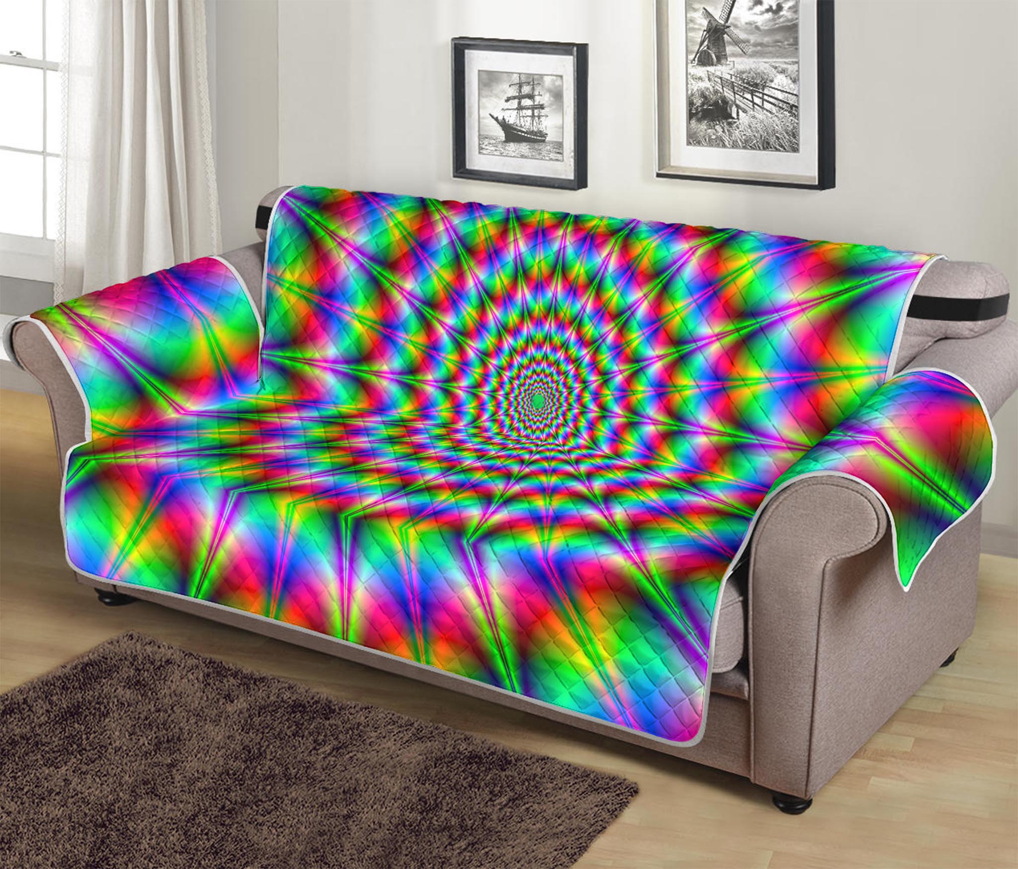 Spiky Psychedelic Optical Illusion Sofa Protector