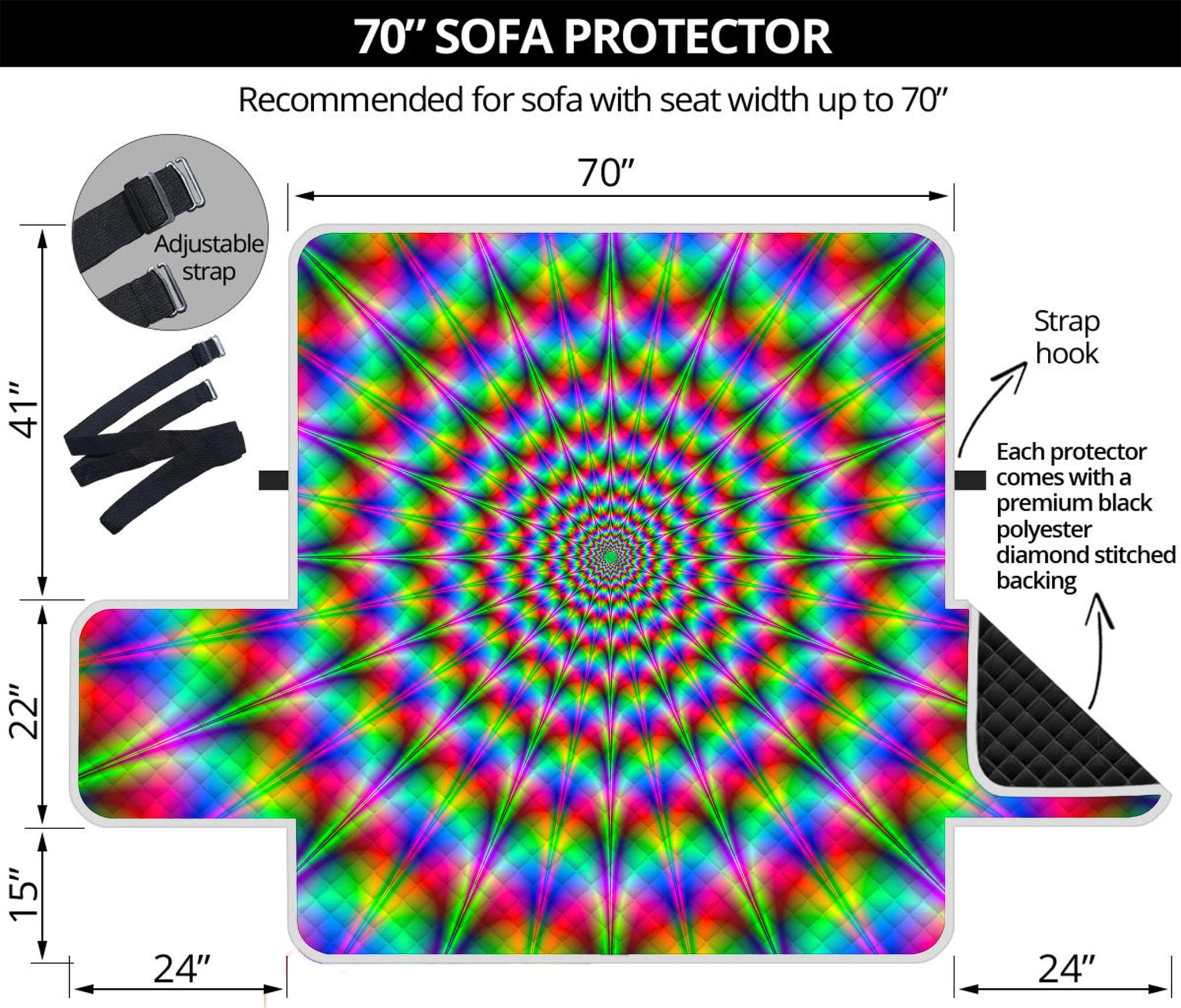 Spiky Psychedelic Optical Illusion Sofa Protector