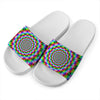 Spiky Psychedelic Optical Illusion White Slide Sandals