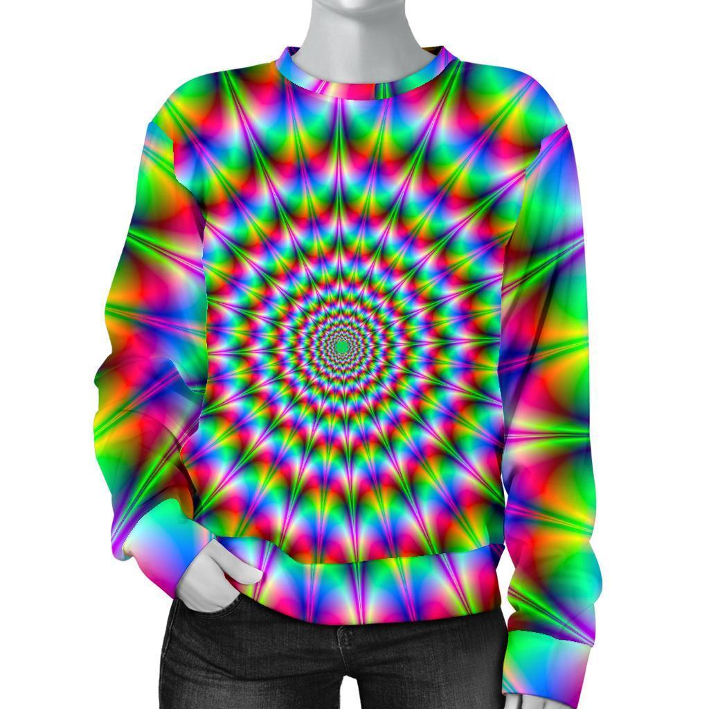 Spiky Psychedelic Optical Illusion Women's Crewneck Sweatshirt GearFrost