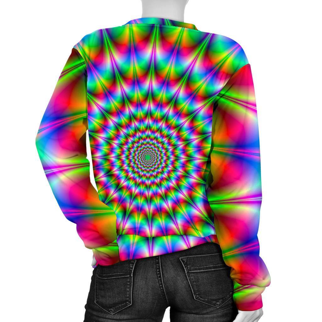 Spiky Psychedelic Optical Illusion Women's Crewneck Sweatshirt GearFrost